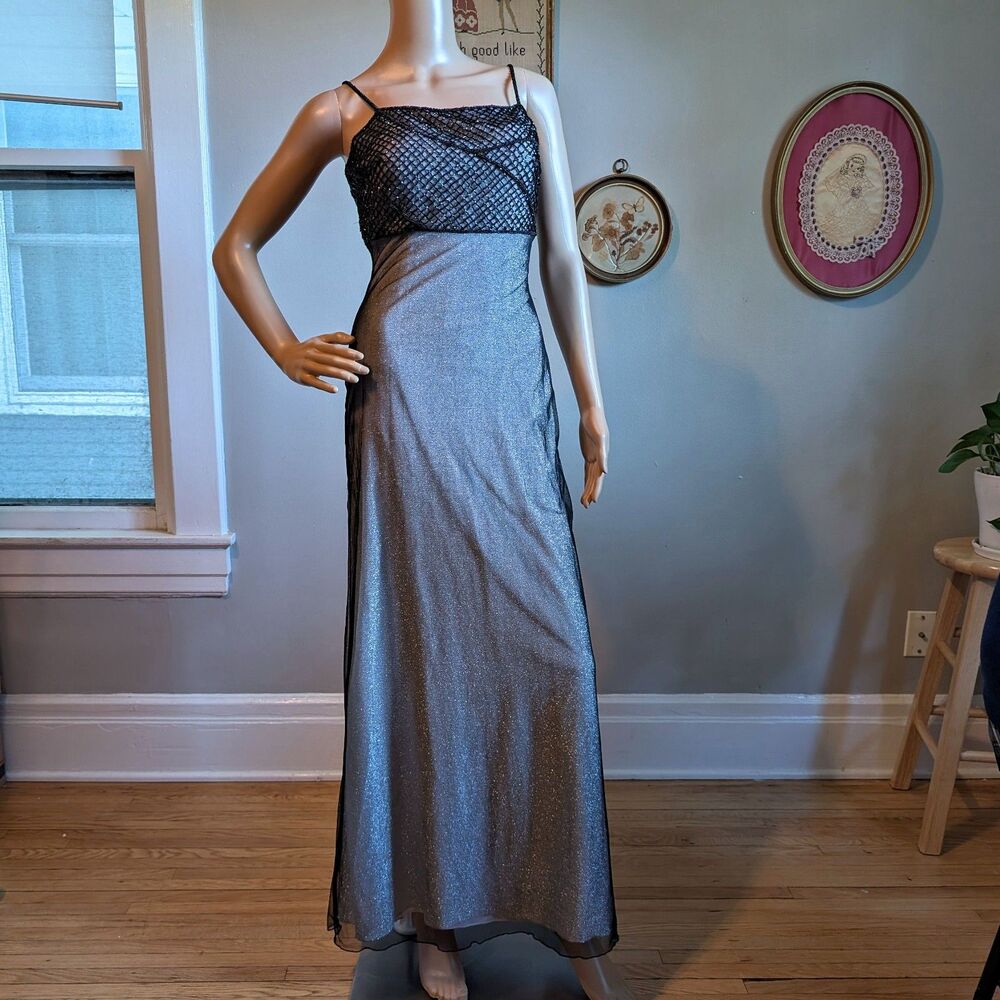 Vintage 90s Papell Boutique Gown Pageant Prom Dress Beaded Whimsygoth Size 6